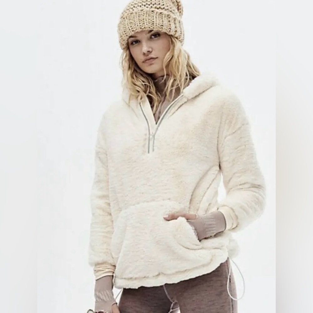 Free People Movement Off The Record Fur Jacket Beige White